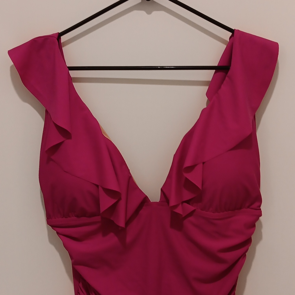 NWT, J. Crew Ruched Ruffle Front Swimsuit - Picture 5 of 10